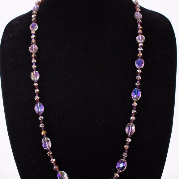 35  3/4" Magical Fairy Purple Faceted Crystal Glass Necklace $40 - Picture 5 of 17